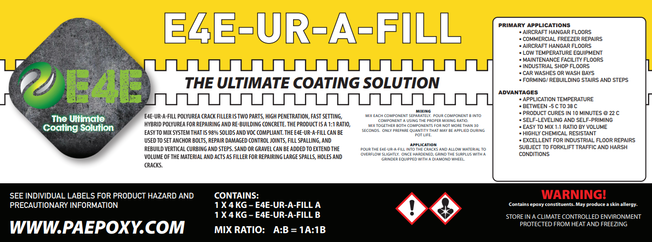 E4E-UR-A-FILL (Polyurea Crack Filler) 2 Gallon Kit – Epoxy Depot